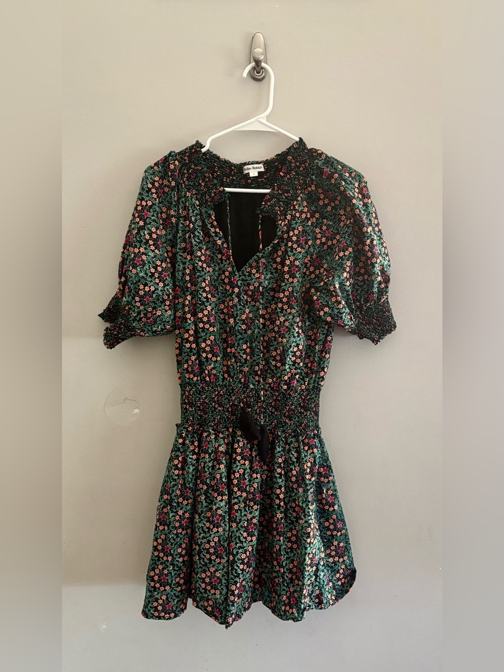 Roller Rabbit Pau Fiorella Celestial Puff Sleeve Smocked Mini Dress | Size S